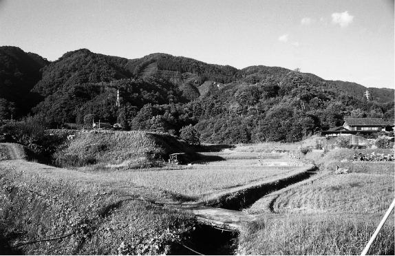 南山城村 北大河原の木津川断層崖