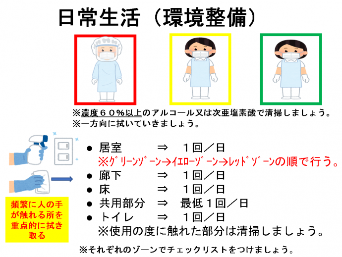 よく触るところは定期的に消毒